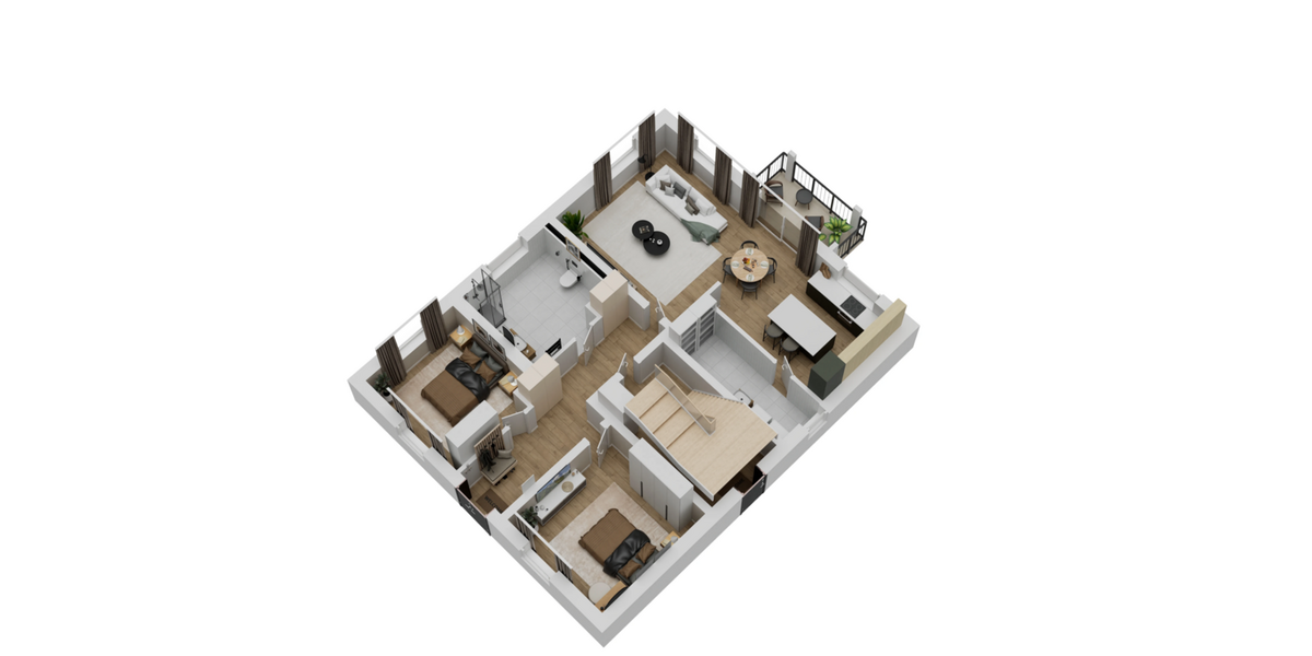 Grundriss Erdgeschosswohnung 3D