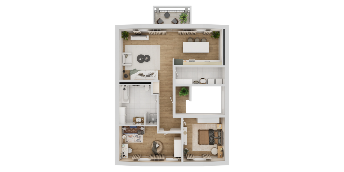 Grundriss 2D Dachgeschosswohnung